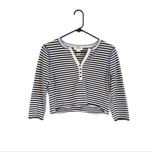 Vintage 90s Grunge Cropped Button V Neck 3 Quarter Sleeve Tee